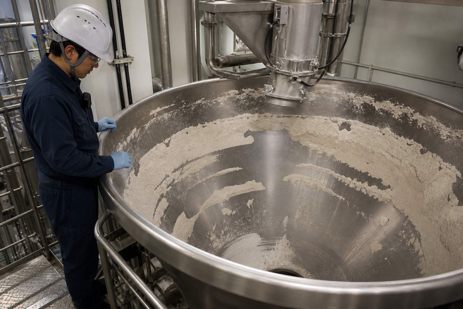 ホッパーの粉体付着対策|壁面付着とノッカー